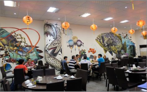竹溪海鲜餐厅墙体彩绘